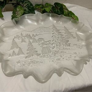 Vintage Walther Glas Mikasa Christmas Story clear /frosted glass serving platter
